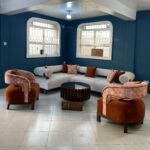 5 seater L seat paired up with orange accent