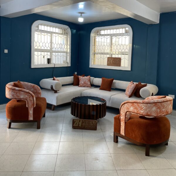 5 seater L seat paired up with orange accent