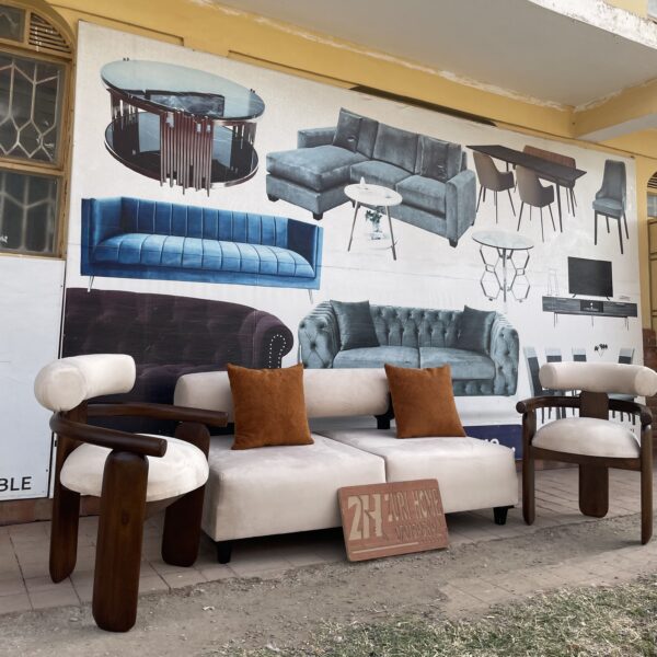 2 seater boa paired wth wooden accents