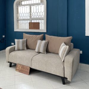 3 seater sofa pired with mahogany wood in black stain