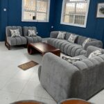 grey family size sofa
