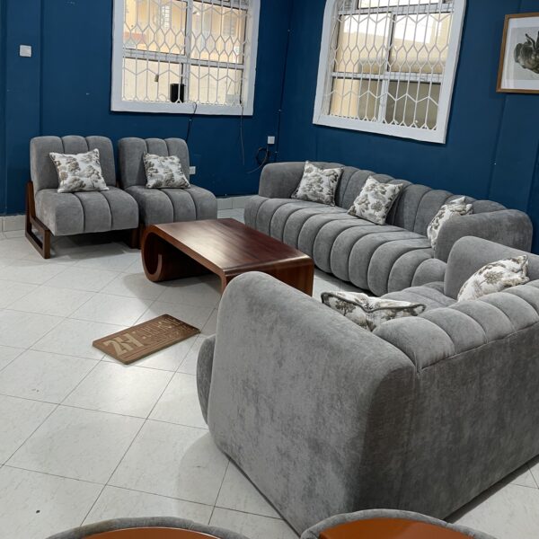 grey family size sofa