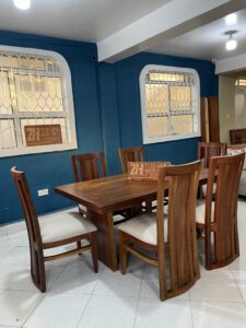 6 seater mahogany leather dining set