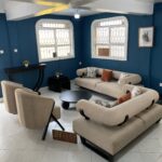 7 seater sofa set paired with matching coffee table and console