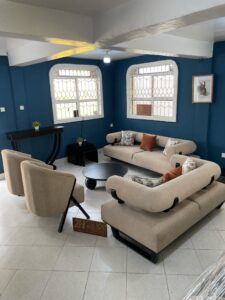 7 seater sofa set paired with matching coffee table and console