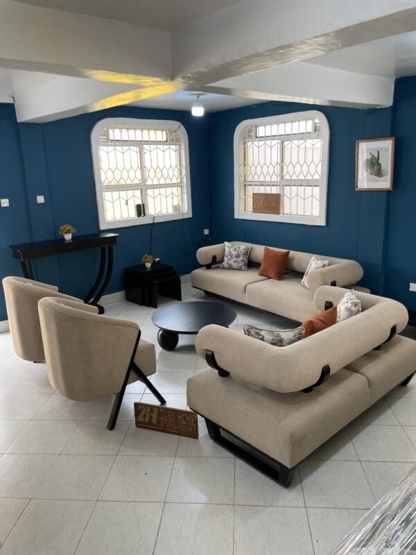 7 seater sofa set paired with matching coffee table and console
